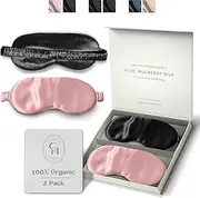 Silk Sleep Mask for Women and Men - Silk Eye Mask, Weighted Eye Mask for Sleeping, Blindfold, Eye Covers, Silk Eye Sleeping Mask, Cooling Eye Mask for Better Sleep - Includes 2 Sleep Masks