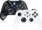 2 Pack Wireless Controller Compatible with One S/X, Series X/S Windows 10/11 PC Gaming Controller with Audio Jack & Volume Button/Turbo/Macro/Motion Control & Dual Shock - Need to upgrade（Black+White）