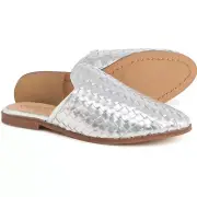 Seychelles Knickknack Metallic Silver Women's Slip On Flat Mule Sandals Size 8.5