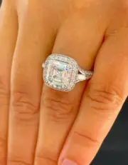 IGI Certified 14k Solid White Gold Asscher Cut Diamond Engagement Ring 3.75ct