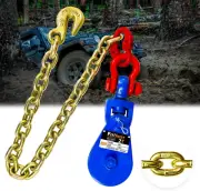 2 Tons Snatch Block W/ G80 Chain 3" Sheave for 3/8" Inch Wire Towing Rope Winch
