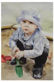Child in the sandbox 2015 Ребенок в песочнице Russian modern Postcard