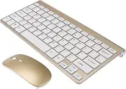 TEHAUX 2.4G Wireless Keyboard and Mouse Ultra Thin Design Portable Computer Accessories for Home Office Comfortable Key Feel Compatible with Tablets and Smartphones