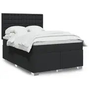 Box Spring Bed with Mattress Black Double Faux Leather vidaXL