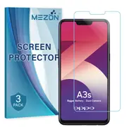 [3 Pack] OPPO A3s Anti-Glare Matte Screen Protector Film by MEZON – Case Friendly, Shock Absorption (A3s, Matte)