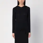 [Courrèges] Light wool black hooded sweater M Black