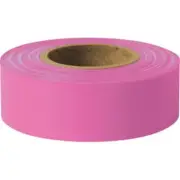 Presco Solid-Color Roll Flagging, PresGlo, Taffeta, 1 3/16" x 150', Pink Glo,