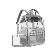 Women Transparent Clear Jelly Patchwork Pvc Beach Bag Backpack Handbag Gray Colour