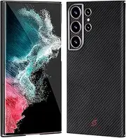 Case for Samsung Galaxy S23 Ultra, Samsung Galaxy S23 Ultra Case Made of 600D Aramid Fiber Compatible with MagSafe, Slim & Light, 6.8 Inch (Black/Grey-Twill)