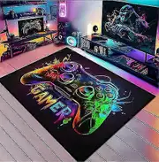 Gaming Rug with Colorful Game Controller Design for Game Room, Gaming Room, Boys Bedroom -NMAOV Style 03 80*120cm