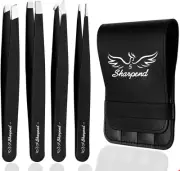 Eyebrow Tweezers Set - 4 Piece Stainless Steel Professional Tweezers for Eyeb...