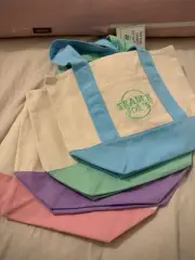 Trader Joe's Pastel Canvas Tote Bags Set of 4 (Pink, Lavender, Green, Blue)