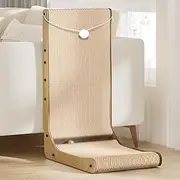 Gimars L Shape 68cm Cat Scratcher, Cat Scratching Board with Plush & Catnip Balls, Large Size Cat Cardboard Scratcher Wall Mounted for Indoor, Cat Toys for Protecting Furniture (Wood)