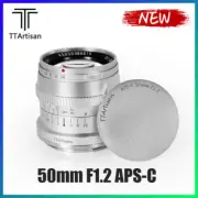 Silver TTArtisan 50mm F1.2 APS-C MF Lens For Canon Nikon Sony Fuji M4/3 Leica L
