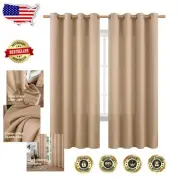 Elegant Light Filtering Faux Linen Curtains 72'' Long, Grommet Top - 2 Panels