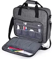 BAGLHER Embroidery Storage Bag,Embroidery Project Carrying Bag for Embroidery Kit and Cross Stitch Kits Tools with Handles and Shoulder Strap,Bag Only,Gray
