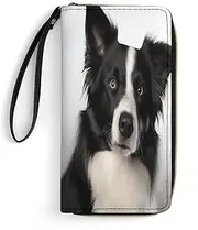 [BFGWK] Large Wallet Novelty Border Collie Printing Long Wallet With Zipper Leather Wallet Suitable For Both Men And Women, style, 19.7x10.5cm, Style, 19.7x10.5cm, 现代