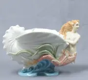 Mermaid Fine Porcelain Argonaut Shell Dish Bowl Fantasy Collectible