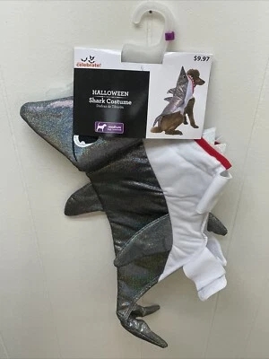 SHARK M Medium Silver White Sparkle Pet Costume NWT