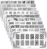 SILPECWEE 10Pcs Nail Art Stamping Plates Set Animals Design Nail Image Stamp Plates Manicure Templates Nail Art Tools