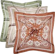[DOOBO] 3 Pcs 27.5 Inches Satin Head Scarf Hair Scarf Silk Head Scarf Silk Bandana Silk Hair Wrap Neck Scarf for Women Girls