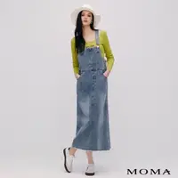 在飛比找momo購物網優惠-【MOMA】休閒多口袋牛仔吊帶洋裝(淺藍色)