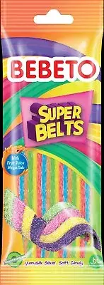 Bulk kg Bebeto Super Belts Jelly Candies sweets SOUR SUGAR RAINBOW