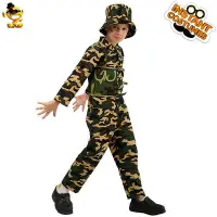 在飛比找Yahoo!奇摩拍賣優惠-男孩迷彩服 萬圣節狂歡節軍人cos服 兒童演出服 軍人角色扮