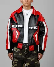 [LOITER] Loiter Racer Vegan Leather Jacket Red/black - Size M M Red/Black