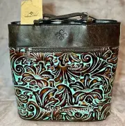 Patricia Nash Albi Tooled Turquoise Leather Convertible Backpack Tote Bag NWT