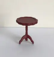Miniature 1:12 Scale Dollhouse Mahogany Pie Crust Side Table, Livingroom, Parlor