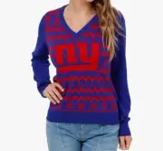 NFL New York giants ugly christmas sweater small v-neck holiday pullover FOCO