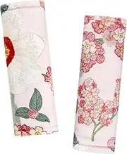 Baby Car Seat Strap Pads, Soft Carseat Straps Covers, Car Seat Straps Shoulder Pads for Girls, Seat Belt Cover Pad for Kids, Suitable for Baby Car Seat, Pushchair, Stroller, Hibiscus Flower