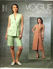 Vogue SEWING PATTERN V1707 Misses 8-16 Vest WRAP FRONTShorts Pants SLANT POCKETS