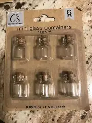 SET OF 2 1.5ml (.05 Fl Oz) Mini Glass Bottles Jars Vials Container w/ Cork 6pc