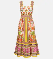 [Farm Rio] Farm Rio Floral linen-blend maxi dress AU 6 white