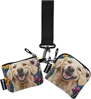[XYMZR] Mini Zip Around Wristlet keychain Wallet Cute Dog Garden for Women Personalized Pattern Detachable Dual Pouch Wristlet Portable Wallet Phone Coin Purse, Multi-colored, One Size