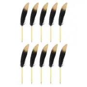 10pcs Feather Ballpoint Pens 0.5mm Ink Quill Pens for Office Black