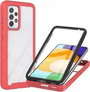[XYX] Case Compatible with Samsung A53 5G, Clear Built-in Screen Protector Full Body Hybrid Heavy Duty Protection Case for Galaxy A53 5G, Red