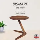 Priceworth Bismark End Table Oak and Walnut Color MDF Timber Rubber Wood Leg