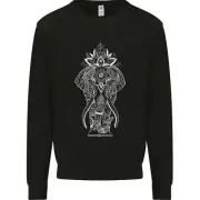 White Mandala Art Elephant Kids Sweatshirt Jumper