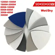90mm Triangle Abrasive Sanding Sheet Wet Dry Sponge Sandpaper Pad Hook Loop Grit