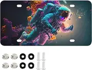 AIXIWAWA License Plate Astronaut Galaxy Print for Automobile Front Rear 12x6 in Standard Aluminum Alloy Metal Car Tags Decorative Plates