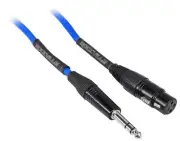 Rockville RCXFB25BL 25' Female REAN XLR to 1/4'' TRS Cable Blue 100% Copper