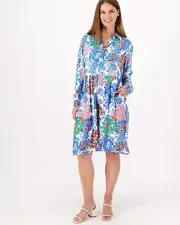 Tolani Collection Long Sleeve Woven Dress Patchwork Medium A506014