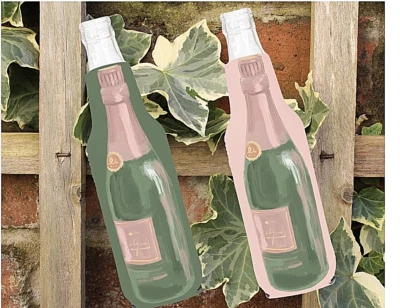 Pink Green Rose Wine Champagne Cute Bachelorette Bride Can Cooler Bottle Slim