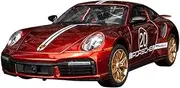 Scale Finished Model Car Scale 1:24 for Porsche 911 997 Diecast Alloy Racing Car Model Simulation Sound Light Pull Back Vehicle Gifts Miniature Replica Car(Size:1:24 911-Red)