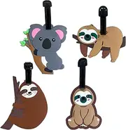 Homele Luggage Tags 4 Pack Tsa Approved, Cute Animal Suitcase Tags for Women Kids Girls, Funny Baggage Tags Identifiers for Travel Bag Name Tags Labels, Travel Essentials Accessories, Koala & Sloths