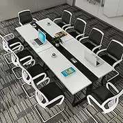 LYXWGRZD Rectangular Meeting Table, Conference Table with Cable Grommet, Training Table with Metal Frame, Seminar Table for Office Conference Room