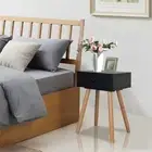 Bedside Tables 2 pcs Solid Pinewood 40x30x61 cm Black Nightstands Furnitur 44741